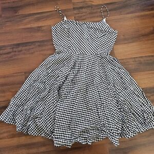American Living Black & White Gingham Sundress with Spaghetti Straps